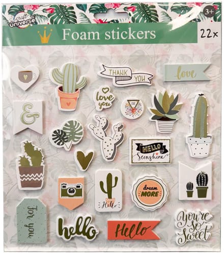 Kleurige Cactus-sponssticker set van 22