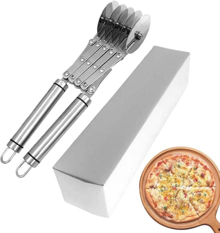 Multi Wiel Snijder - Deeg Pizza - Bakken Snijden - Verstelbare Afstand - 28.5 cm Lengte - Zilverkleurig