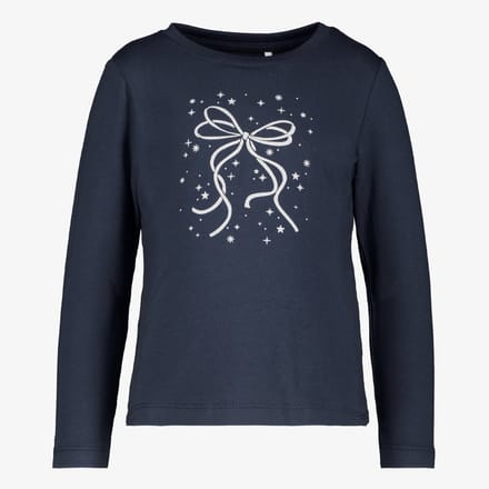 Name It meisjes T-shirt donkerblauw met strik - Maat 92