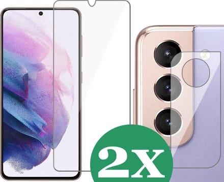2x Screenprotector geschikt voor Samsung Galaxy S21 - 2x Camera Screen Protector Glas
