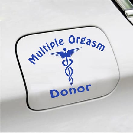 Bumpersticker - Multiple Orgasm Donor - 11,1 X 14,8 - Blauw