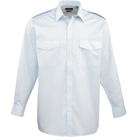 Premier pilotenshirt met lange mouwen voor heren 19in lichtblauwe kleur