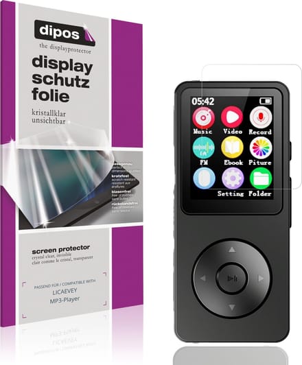 dipos – 4x Beschermfolie geschikt voor LICAEVEY MP3-Player | Krasbestendige & heldere Screenprotector Ultra-Thin