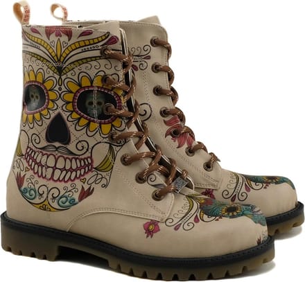 Goby Sugar Skull Dames Laarzen – Handmade – Vegan Leer – Maat 38