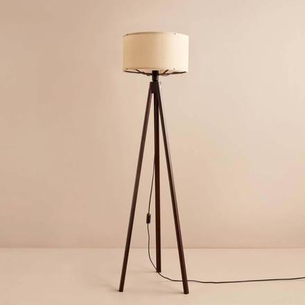 Asir - Vloerlamp - Crème, bruin - 100% STOF - 21 x 140 x 21 cm