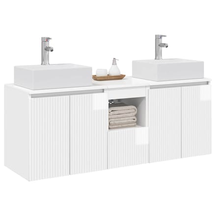 vidaXL - Badkamerkast - set - 3 - st - Hoogglans - Wit - 129 - x - 41 - x - 79,5 - cm