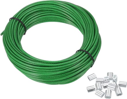 RVS Draadkabel 3mm met Zwarte Vinyl Coating - 20 Meter Kabel en Klemmen