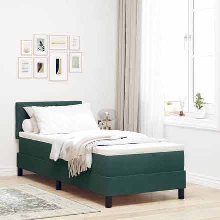 vidaXL - LED - Box - Spring - Bed - Donkergroen - 80 - x - 200 - cm - Fluweel