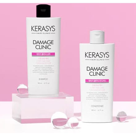 KeraSys Damage Clinic Shampoo 180 ml + Spoeling 180 ml Set white
