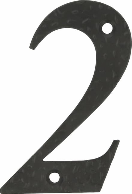 AMIG Huisnummer 2 - massief gesmeed staal - 10cm - incl. bijpassende schroeven - zwart