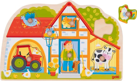 Goki Wooden Stud Puzzle My Farm 7 pcs.
