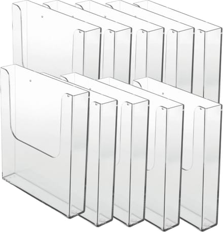 10 Pack Folderhouder voor aan de wand A5 formaat staand| folderrek | brochurehouder | folderdisplay | folderbak hangend| A5 formaat