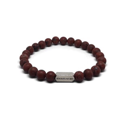 Armband Heren - Natuursteen - Heren - Bruin - Casoria - Medium 17cm