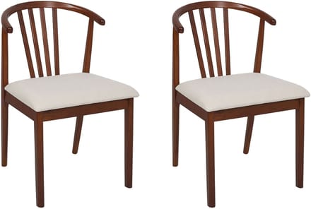 CRAIG - Eetkamerstoel set van 2 - Lichtbeige - Donker Hout