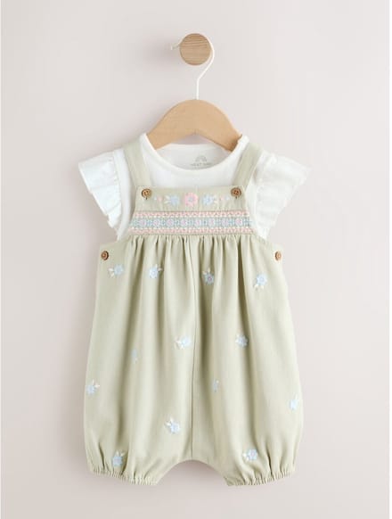 Next - Meisjes - 2-delige babyset van tuinbroek en rompertje - Groen