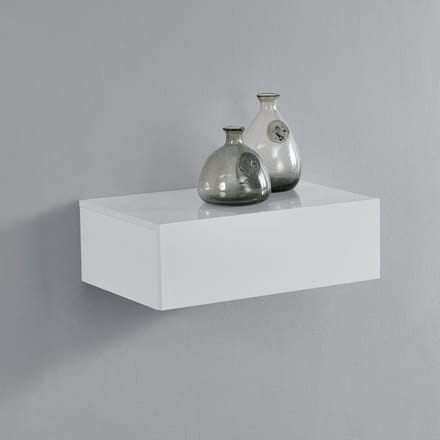 Wandplank met lade zwevend 46x30x15 cm wit glanzend