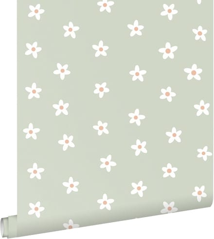 ESTAhome behang madeliefjes groen - 53 cm x 10.05 m - 131115