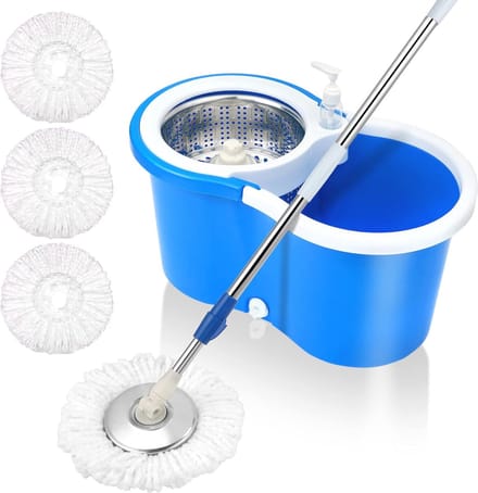 360 Graden Spin Mop Emmer Systeem - Vloerreiniging met Microfiber Dweilkoppen