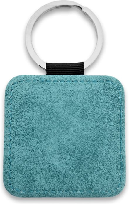 CombiCraft Blanco leren sleutelhanger vierkant 50x50mm turquoise - 5 stuks