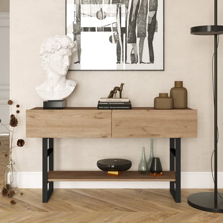Console tafel sidetable Lappeenranta 139x43x76cm eiken en zwart