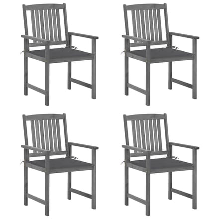 vidaXL - Tuinstoelen - 4 - st - met - kussens - massief - acaciahout - grijs
