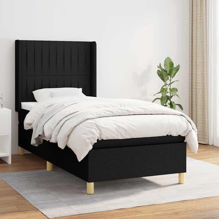 vidaXL - Boxspring - met - matras - stof - zwart - 100x200 - cm