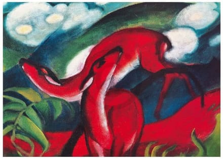 Kunstdruk Franz Marc - The red Deer 80x60cm