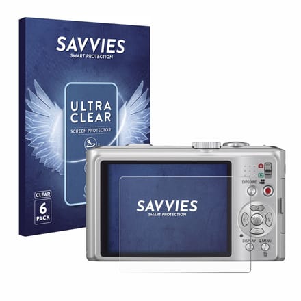 Savvies - Screenprotector voor Panasonic Lumix DMC-TZ10 - Folie Beschermfolie transparant 6 Stuks