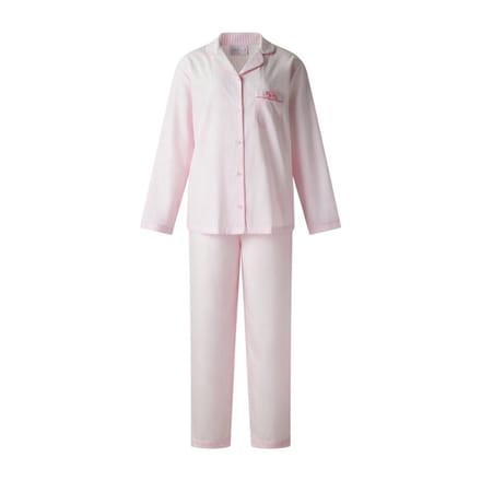 Lunatex - dames pyjama 124269 doorknoopsluiting - 100% katoen - roze - maat M