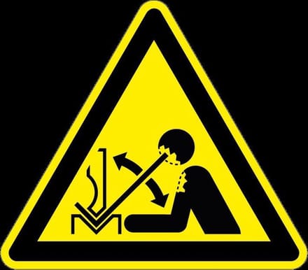 Waarschuwingssticker snel bewegend werkstuk - ISO 7010 - W032 150 mm