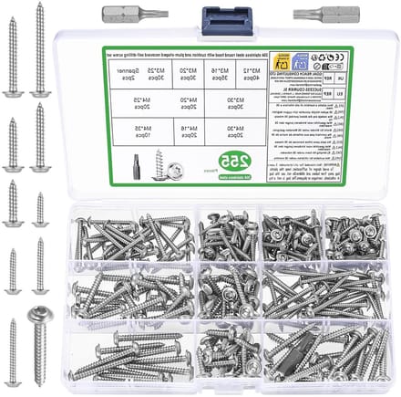 255 Stuks RVS Torx Schroeven Set voor Hout, Chipboard en Zelftappende Toepassingen