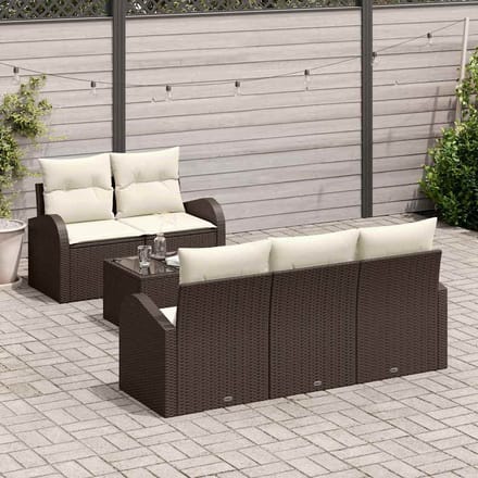 vidaXL - Tuinbank - Set - 6 - st - Bruin - poly - rattan