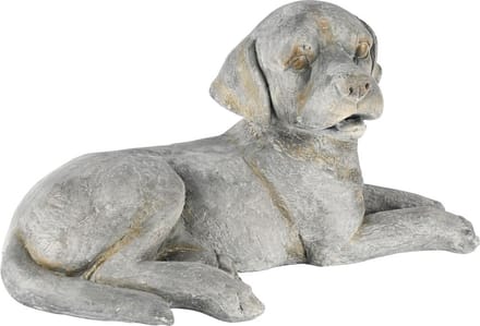 Dekoratief | Hond liggend, grijs, magnesium, 40x20x20cm | A250447