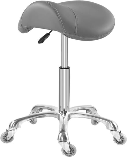 Zadelkruk op Wielen - Kapperskruk Ergonomisch - Tabouret - Grijs