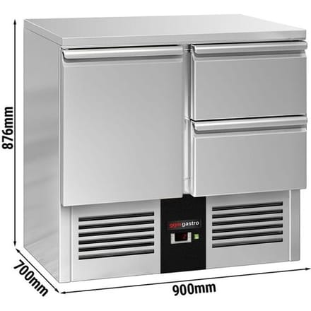 GGM Gastro Kühltisch PREMIUM - 900x700mm - 1 Tür - 2 Schubladen Zilver