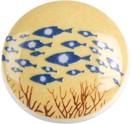 Clayre & Eef Deurknop Ø 4x2 cm Wit Blauw Keramiek