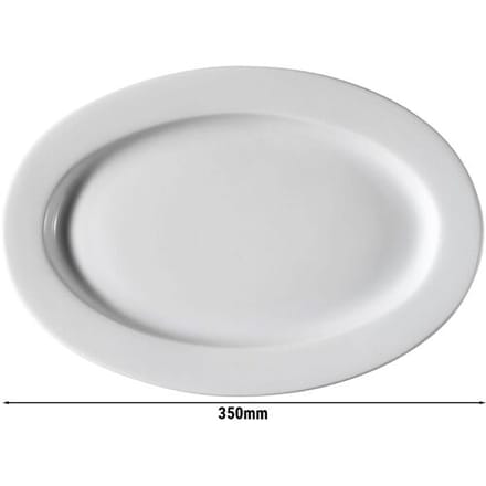 GGM Gastro (24 Stück) PERA Weiß - Teller/Dönerteller - oval - Länge: 350mm - Weiß Wit