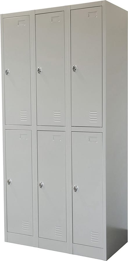 IVOL Metalen Lockerkast Grijs - 90x185x45 cm - 6 Deurs