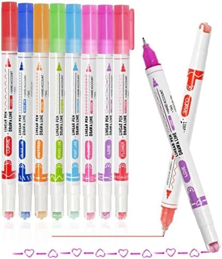 PromoHome Creatieve Markeerstiften Set - 8 Kleuren met Dubbele Tips
