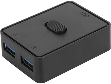 USB Schakelaar - Bidirectioneel Hub - Apparaten Delen - USB 3.0 Snelheid - 2.6 x 1.8 Inch - Zwart