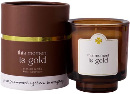 Zusss Geurkaars In Koker This Moment Is Gold - Glas / Paraffine - Brown / White - Ø8,9X10,7Cm