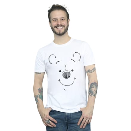 Disney Heren Winnie De Poeh Winnie De Poeh Gezicht T-Shirt (Wit)