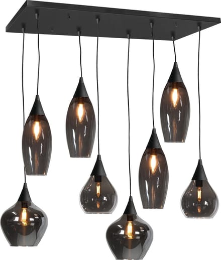 HighLight hanglamp Cambio 8 lichts - zwart / smoke