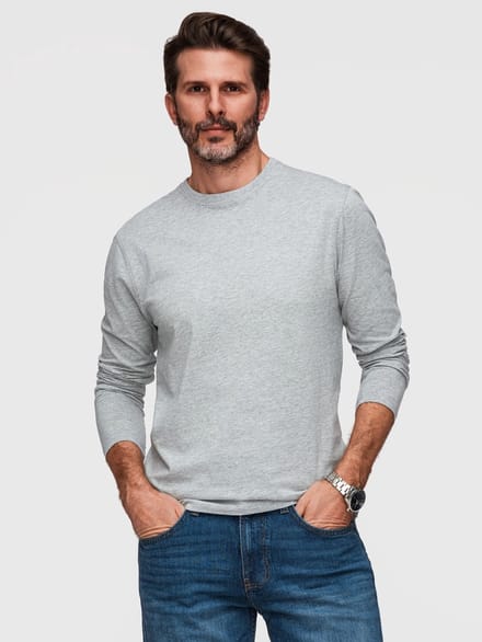 OMBRE Longsleeve - Regular Fit - Katoen - Lange Mouw Grijs Gemêleerd L