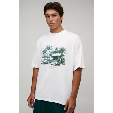Wit Oversized T-shirt Met Beach Club Print | White | Size XS