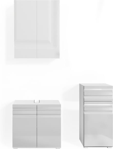 Vicco Badkamermeubel set Fredd, Wit Hoogglans, 3-delig