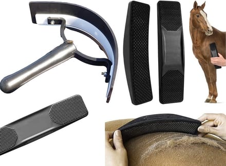 Paarden massage borstel - set - zweetschraper - zweetmes - waterschraper