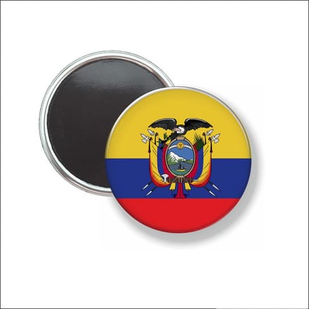 Button Met Magneet 58 MM - Vlag Ecuador - NIET VOOR KLEDING
