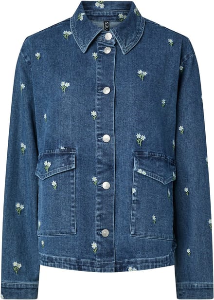 PIECES - PCFLORA LS DENIM EMB SHIRT NOOS - Meisjes - Blouses