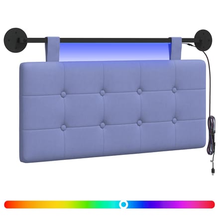 vidaXL Hangend hoofdbord Met LED-verlichting Jeans Blauw Stof